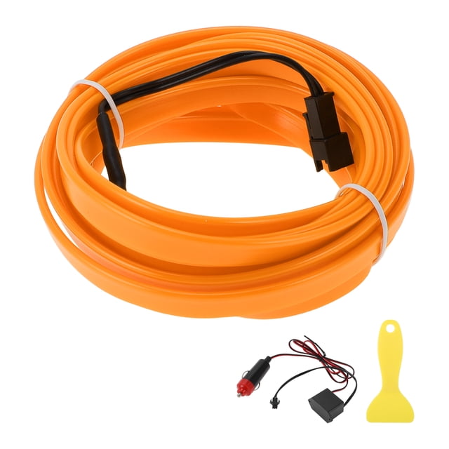 Cinta de luz LED EL de 4m para decoración de automóviles, encendedor de cigarrillos (12v) Amarillo
