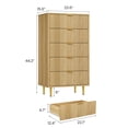 thumbnail image 4 of Commode Cannelée à 5 Tiroirs, Haute Commode Moderne en Bois avec Poignée en Métal, Commode pour Chambre, Salon, Couloir, Couleur Bois Naturel, 4 of 8