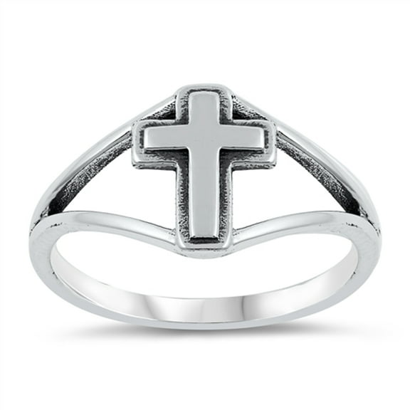 Oxidized Cross Christian Love Ring .925 Sterling Silver Band Jewelry Female Male Unisex Size 10