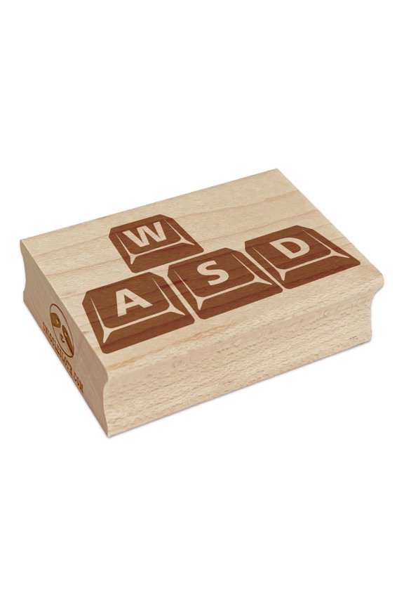 WASD Gamer Keyboard Movement Keys Video Games Rectangle Rubber Stamp Stamping Scrapbooking Crafting - Small 1.7in