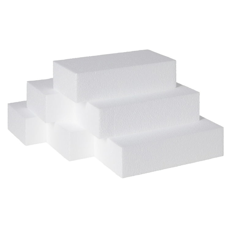 Genie Crafts 6-Pack Foam Block, Square Polystyrene Styrofoam Brick