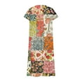 thumbnail image 5 of Taqqpue Womens Summer Maxi Dresses V-Neck Short Sleeve High Waist Flowy T Shirt Dress Casual Loose Sundress Tropical Print Beach Dresses, 5 of 5