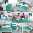 thumbnail image 6 of Teal Ombre Bedding 3 Piece Duvet Cover Set Full Size, Turquoise White Gradient Modern Abstract Art Soft Microfiber Comforter Cover with Zipper Closure & Pillowcases, FadeResistant Quilt Cover, 6 of 9