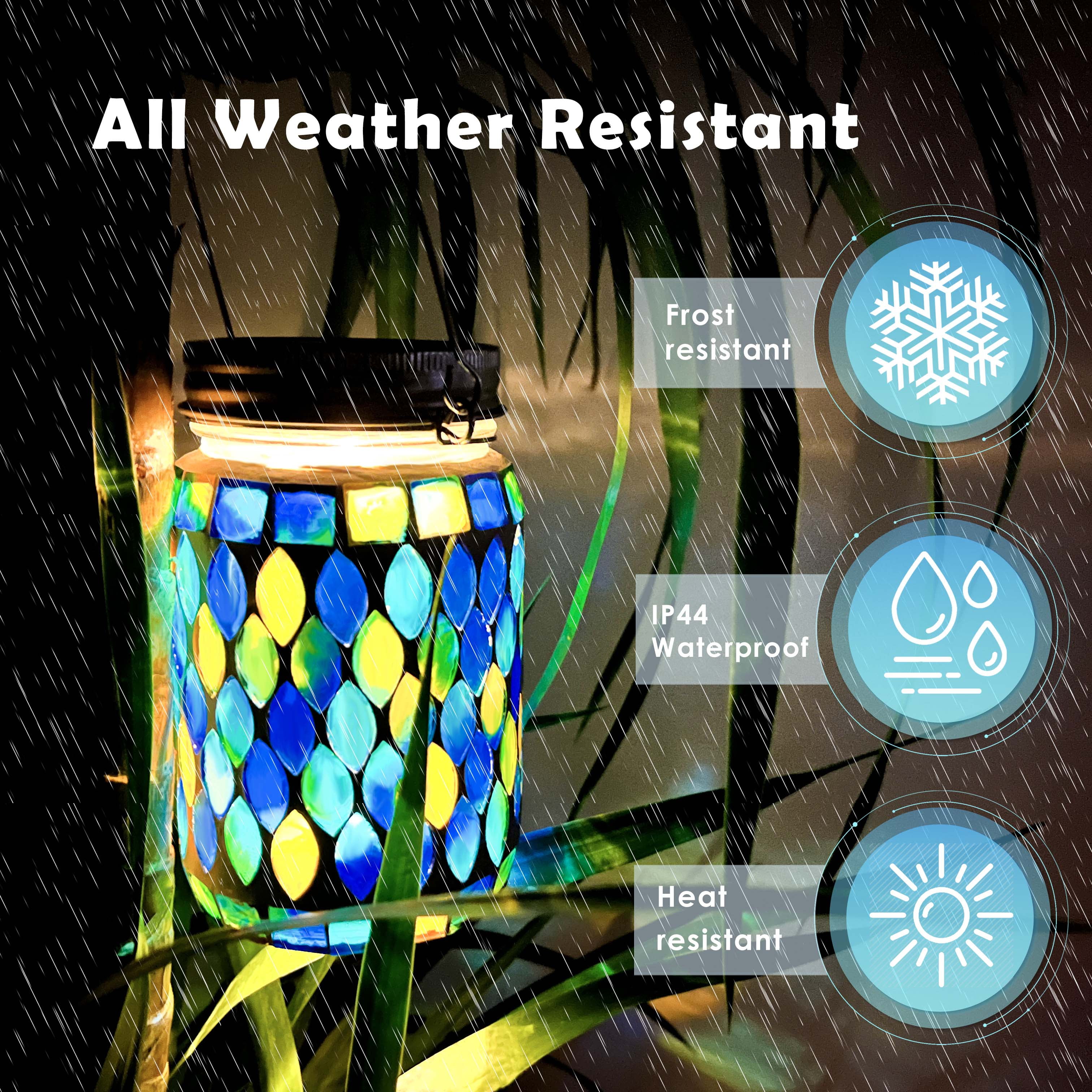 Syenll 2 Pack Mosaic Solar Lantern Lights, Outdoor Waterproof LED Solar Hanging Lights, Table Lamp for Patio Garden Yard Decoration