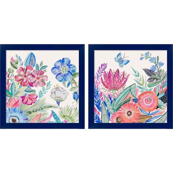 Great Art Now Spring Flower Garden by Ani Del Sol, 2 Piece Framed Art Set Each 14"W x 14"H