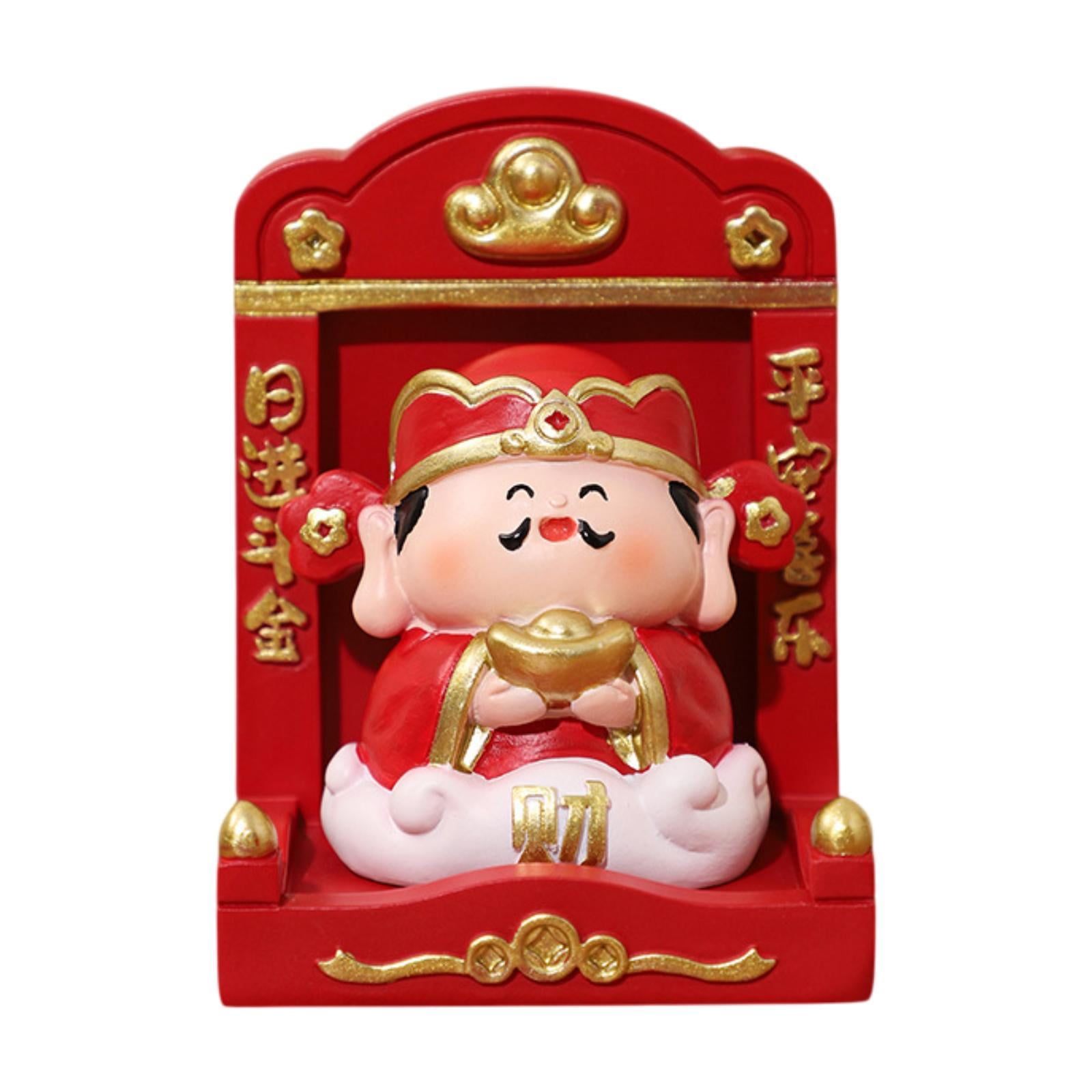 TISHITA Statue Chinese Figurine Sculpture Ornament Resin Miniature Feng Shui Figurine With Shrine Detail suitable for desktop display bookshelf Style E