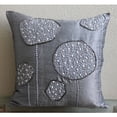 thumbnail image 5 of Cushion Cover For Couch, Grey Pillow Cover, 3D Metallic Sequins and Beaded Flower Throw Pillow Covers 18x18 inch (45x45 cm), Silk Pillows Covers Couch, Floral - Silver Ball Bearings, 5 of 9