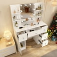 thumbnail image 4 of Caulitar White Vanity Table with Lighted Mirror, Dressing Desk With 4 Shelves and Stool, Makeup Table for Women, 4 of 8