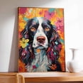 thumbnail image 3 of English Springer Spaniel Dog Flower Canvas Painting Colorfull Canvas Art Prints Bathroom Artwork for Wall Living Room Bedroom Bathroom Wall Art Framed Art Wall Decor 1 inch, 3 of 5