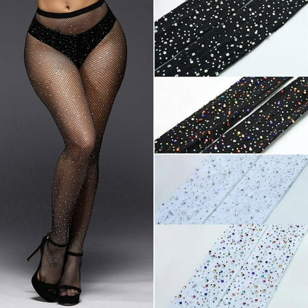 

Women Glitter Rhinestone Tights Stockings Sparkly Garters Tights Shimmer Pantyhose Elastic Force High Waist Tights Pantyhose Footed One Size