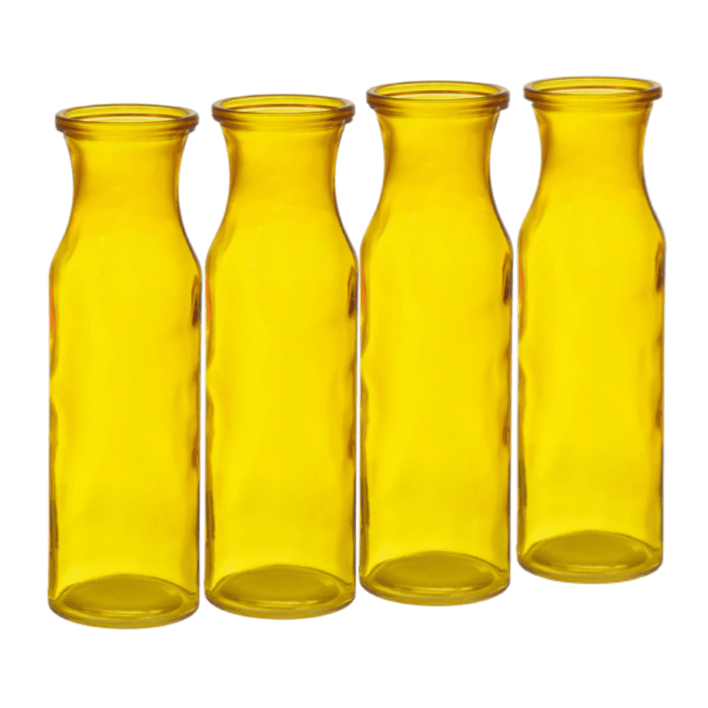 Translucent Glass Milk Jug Vases Yellow Bud Vases 7.75" Glass Milk