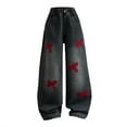 thumbnail image 2 of JLMSPLWG Baggy Jeans for Girls Y2k Straight Wide Leg Denim Pants Kids Trendy Heart Shaped Pattern Trousers Teens Vintage Streetwear Girls Clothes, 2 of 6