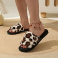 thumbnail image 4 of Fashion Leopard Faux Fur Home Slippers Women Autumn Winter Warm Plush Slides Woman Indoor Bedroom Soft Sole Fluffy Slippers (Pink,38-39), 4 of 6