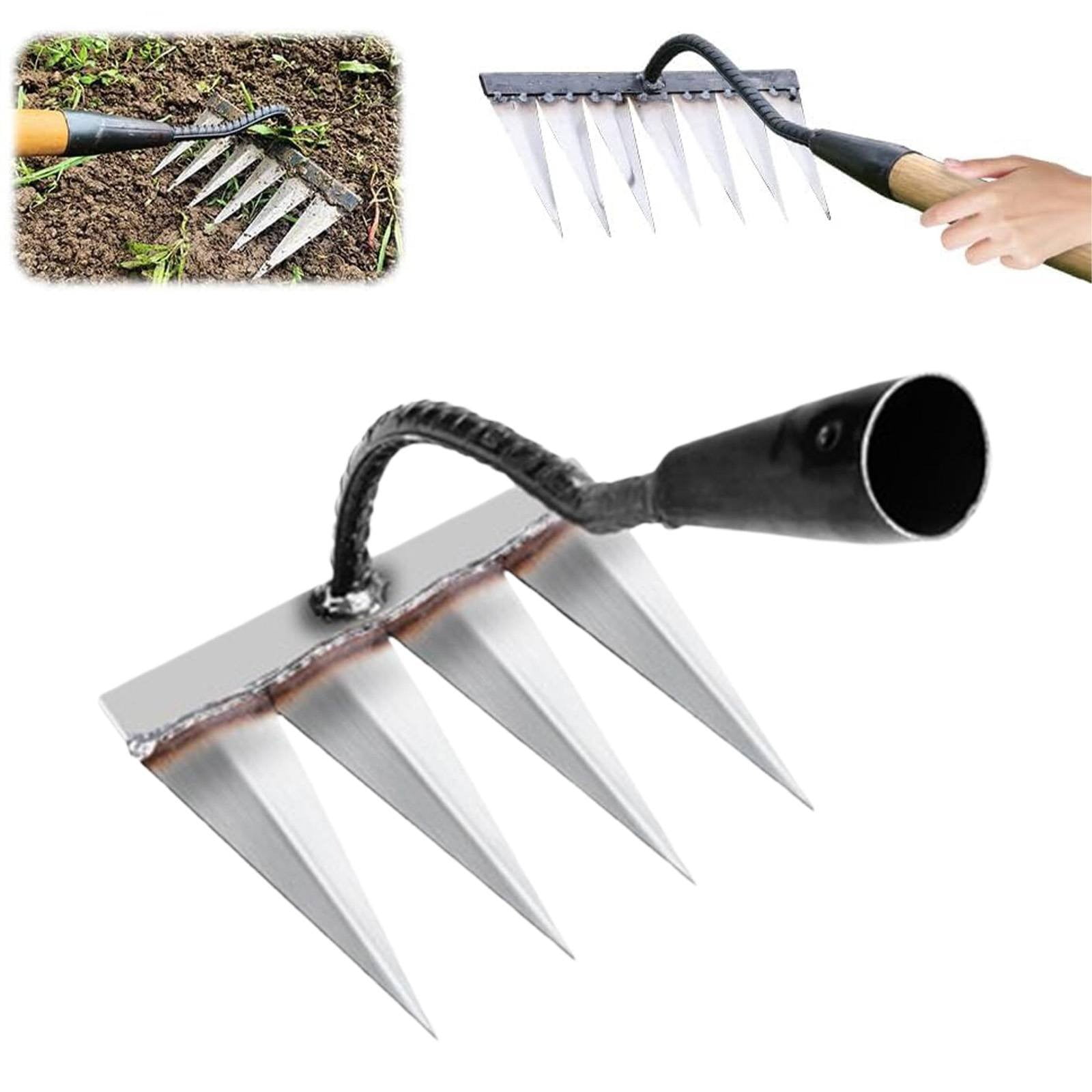 AUDeals Heavy Duty Iron Rake for Gardening and Weeding, Dethatching Lawn Tool for Backyard Soil Loosening, Available in Four Size Options for Yard Work