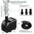 thumbnail image 5 of Submersible Fountain Pump 150GPH 600L/H 8W Quiet Small Outdoor with 3.3ft Hose, 5 of 5