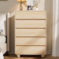thumbnail image 3 of Aufeile 41" Tall Dresser for Bedroom, 5 Drawer Wood Dresser with Curved Profile, Modern Vertical Chest of Drawers, Slim Storage Dresser for Bedroom, Living Room & Entryway, Natural, 3 of 9