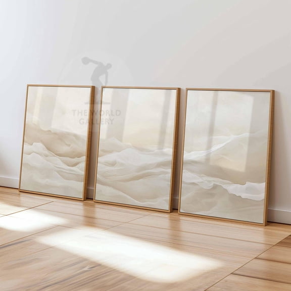 Neutral Abstract Prints Minimalist Wall Art Beige Neutral Home Living Room V2 Set 3 Unframed Paper Print 8x12