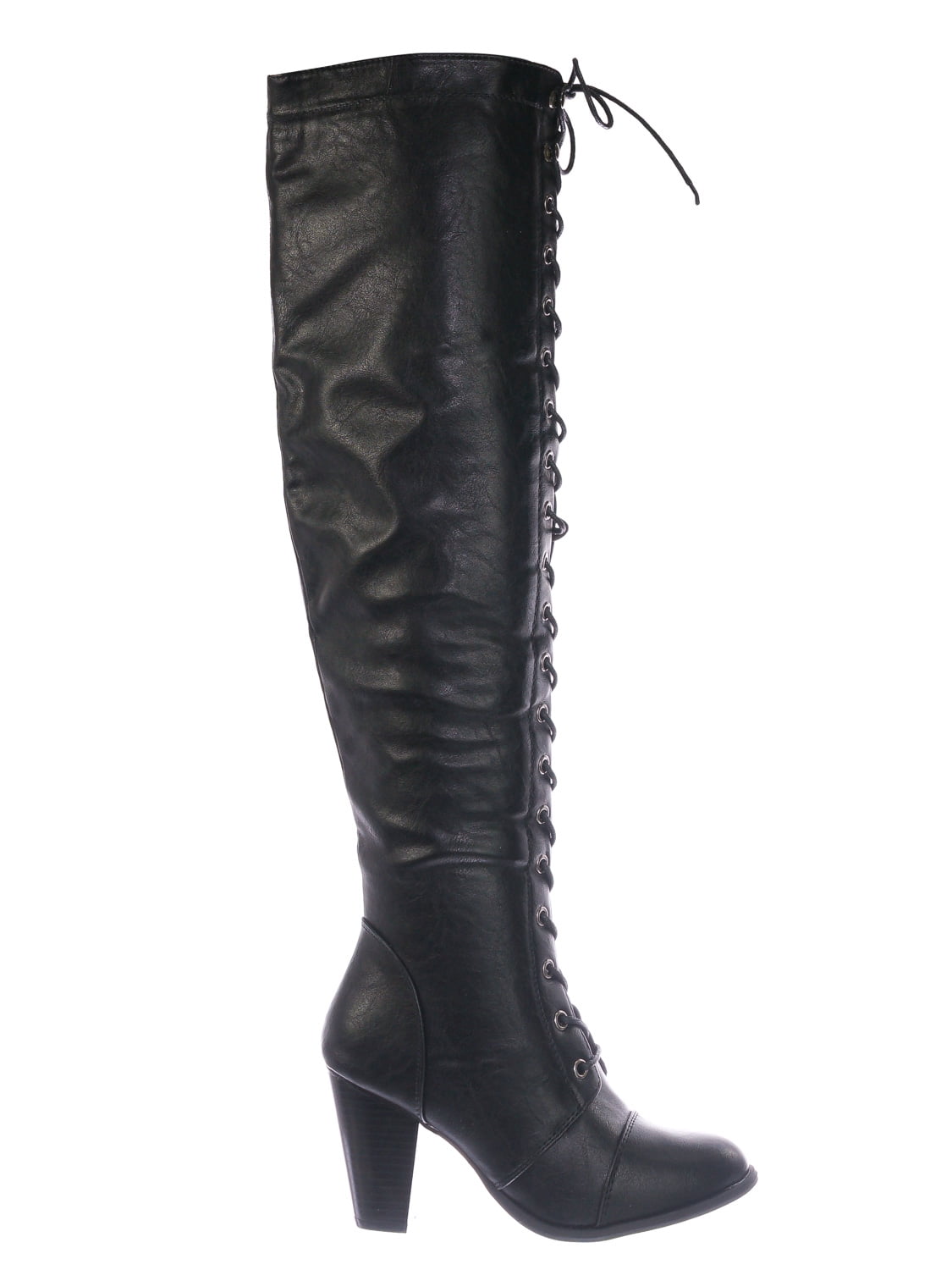 Over Knee High Heel Combat Boot - Women 
