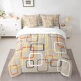 thumbnail image 3 of Castle Fairy Mid Century Square Frame 7-Piece Twin Bedding,Retro Overlapping Geometric Bedding Comforter Set,Taupe Orange Yellow,Reversible, 3 of 7