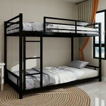 Alvantor Metal Bunk Beds Twin over Twin Low Profile Heavy-duty Bed Frame with Guardrail Bedroom Dorm Room for Kids Adult Black