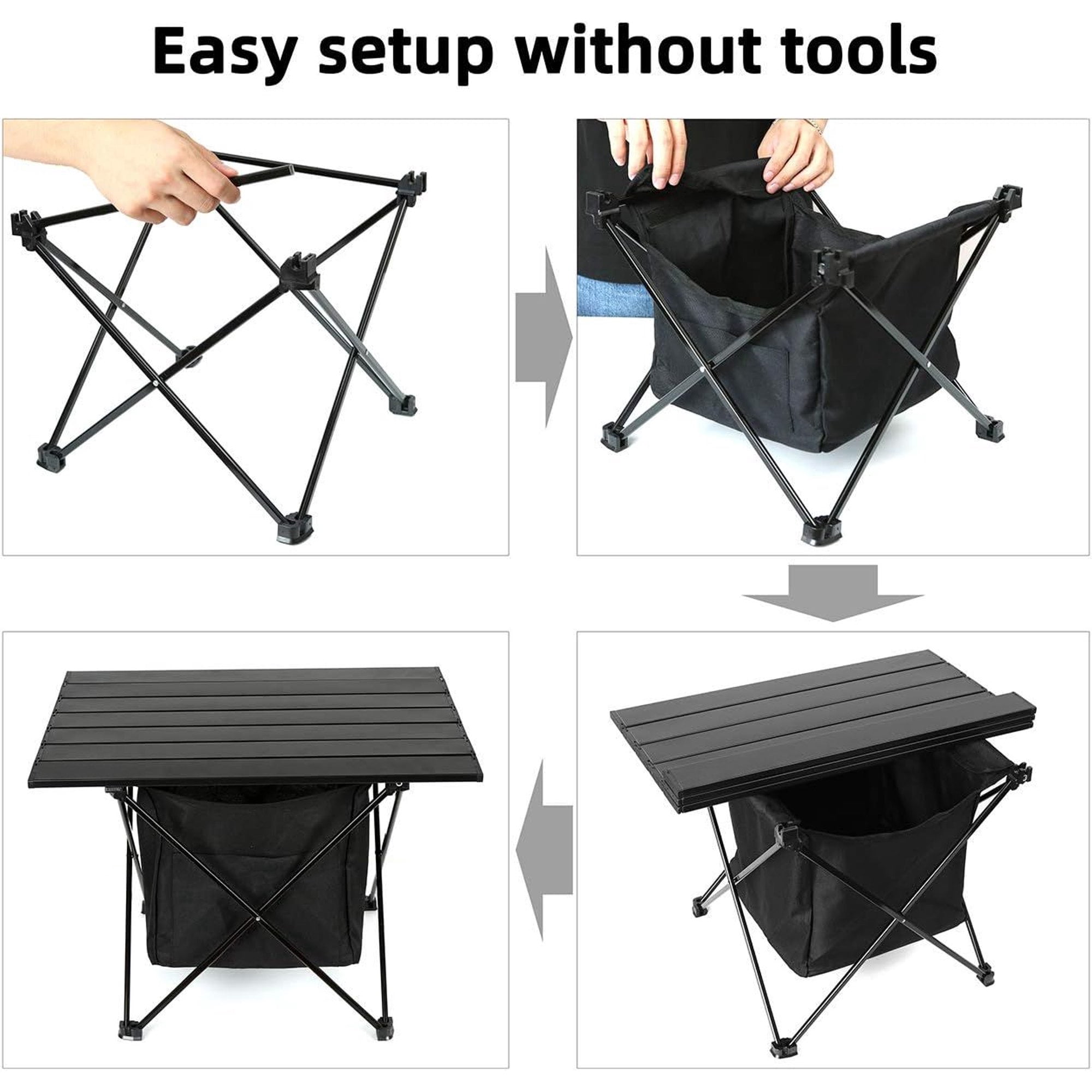 M Size Ultralight Folding Camping Table 3.1 LBS, Aerospace Aluminum Portable Backpacking Table with Upgraded Nylon Hinges, Supports 60 LBS for Hiking Fishing Beach Picnic Indoor Use