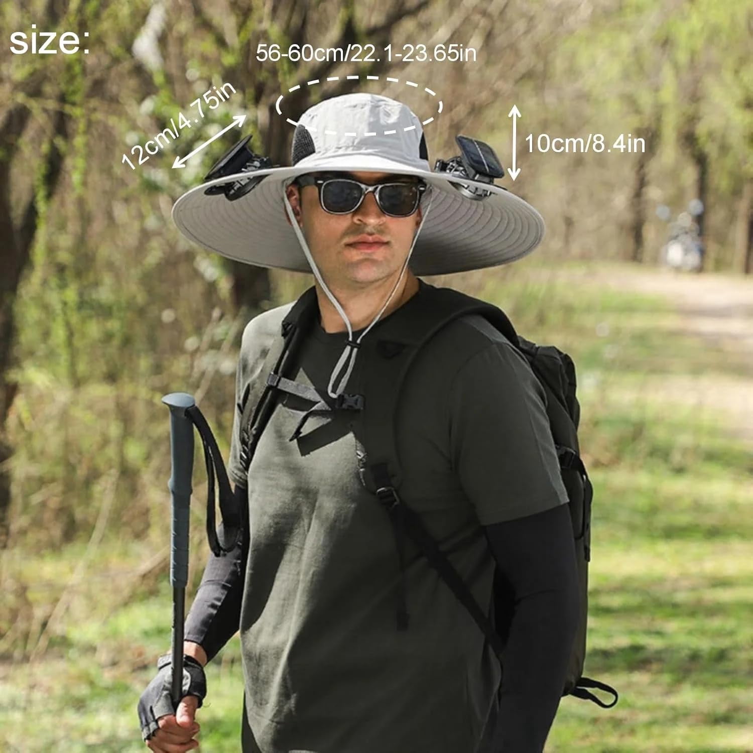 Cosgrinch Hat with Fans Solar Power, 2 Solar Fan Hats for Men, Sun & USB Charging Sombrero Con Ventilador Solar