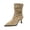 Khaki, variant on Women Pointed Toe Mid Calf Boots Buckle Strap Slip-On Elegant Slim High Heel Fashion Casual Dress Boots Black