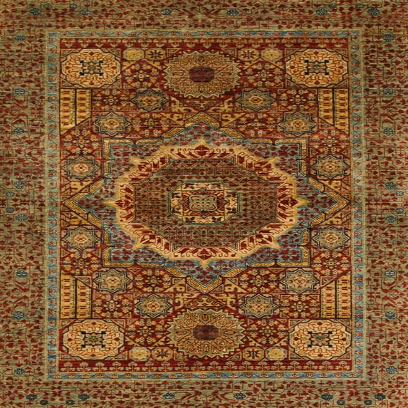 Ahgly Company Indoor Square Abstract Light Brown Abstract Area Rugs, 7' Square
