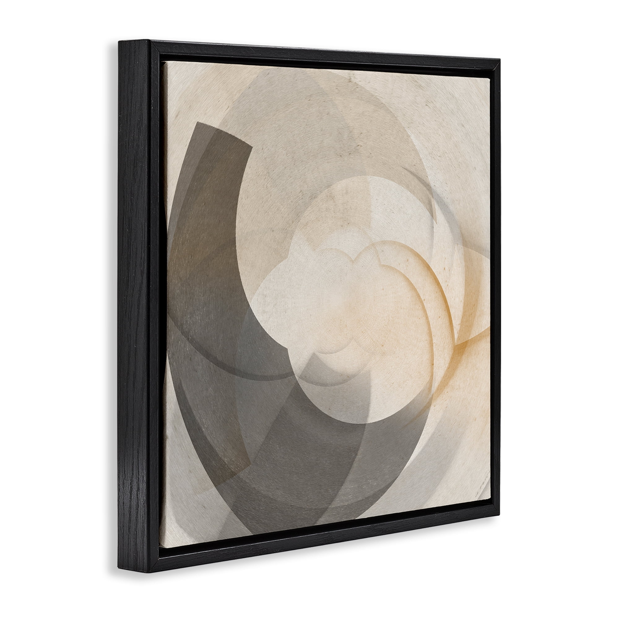 Stupell Industries Shadowed Swoop Abstraction Abstract Painting Black Floater Framed Canvas Art Print Wall Art, 25 x 25