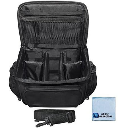 Deluxe Large Digital Camera, Camcorder/Video Padded Carrying Bag/Case for Canon, Nikon, Sony, Samsung, Olympus & Pentax + eCostConnection Microfiber