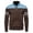 Light Blue, variant on Men's Striped Panel Knit Jacket, Stand Collar Full Zip Warm Outerwear, Raglan Sleeve Color Block Design, Ribbed Cuffs & Hem, Suitable For Daily Leisure Strolls Black M