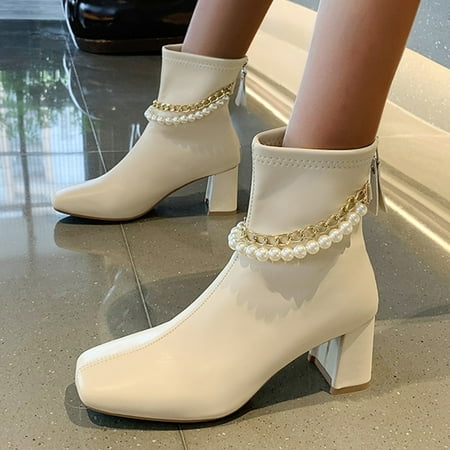 

ertutuyi retro short fashion women s shoes high breathable zipper heels boots women s boots beige 39