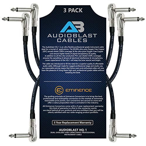 - Instrument Effects Pedal Patch Cable w/Low-Profile Dual Shielded R/A Gold Pancake TS 4 Inch Audioblast HQ-1 Plugs & Dual Staggered Boots 6.35mm 2 Units 100% Ultra Flexible