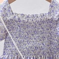 thumbnail image 4 of GYRATEDREAM Toddler Girls Floral Dress Square Neck Puff Sleeve A-Line Smocked Dress with Bag Toddler Girls Summer Dress 2-9 Years, 4 of 6