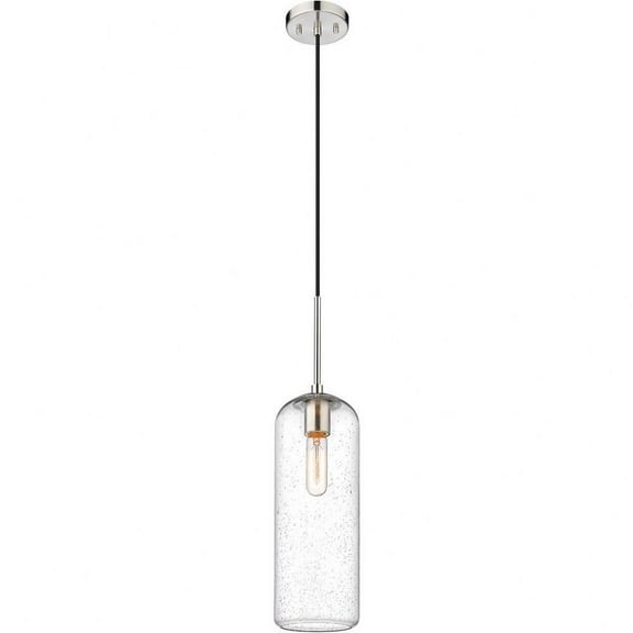 1 Light Pendant in Mid-Century Style-22 inches Tall and 5.25 inches Wide-Brushed Nickel Finish-Matte Opal Glass Color Bailey Street Home
