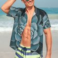 thumbnail image 7 of Honeii Blue Color Cactus Print Men’s Hawaiian Shirt,Classic Button-Down Short Sleeve Shirt, for Beach, Vacation, and Outdoor Activities,X-Large, 7 of 7