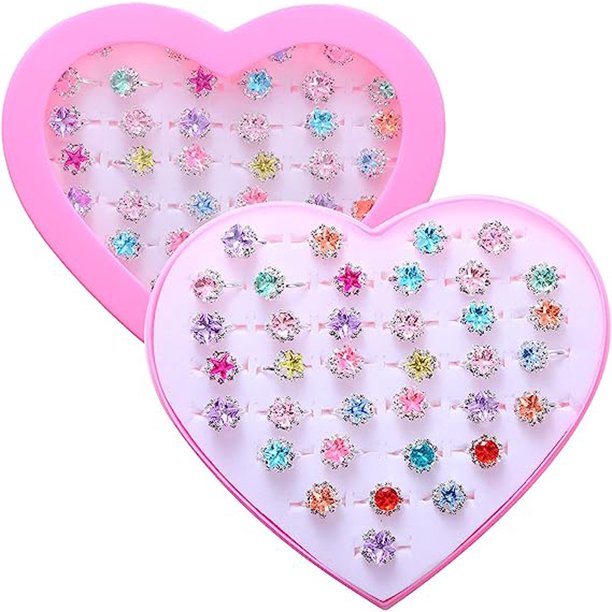 Party Favors for Kids 36Pcs Little Girl Jewel Rings Birthday Party