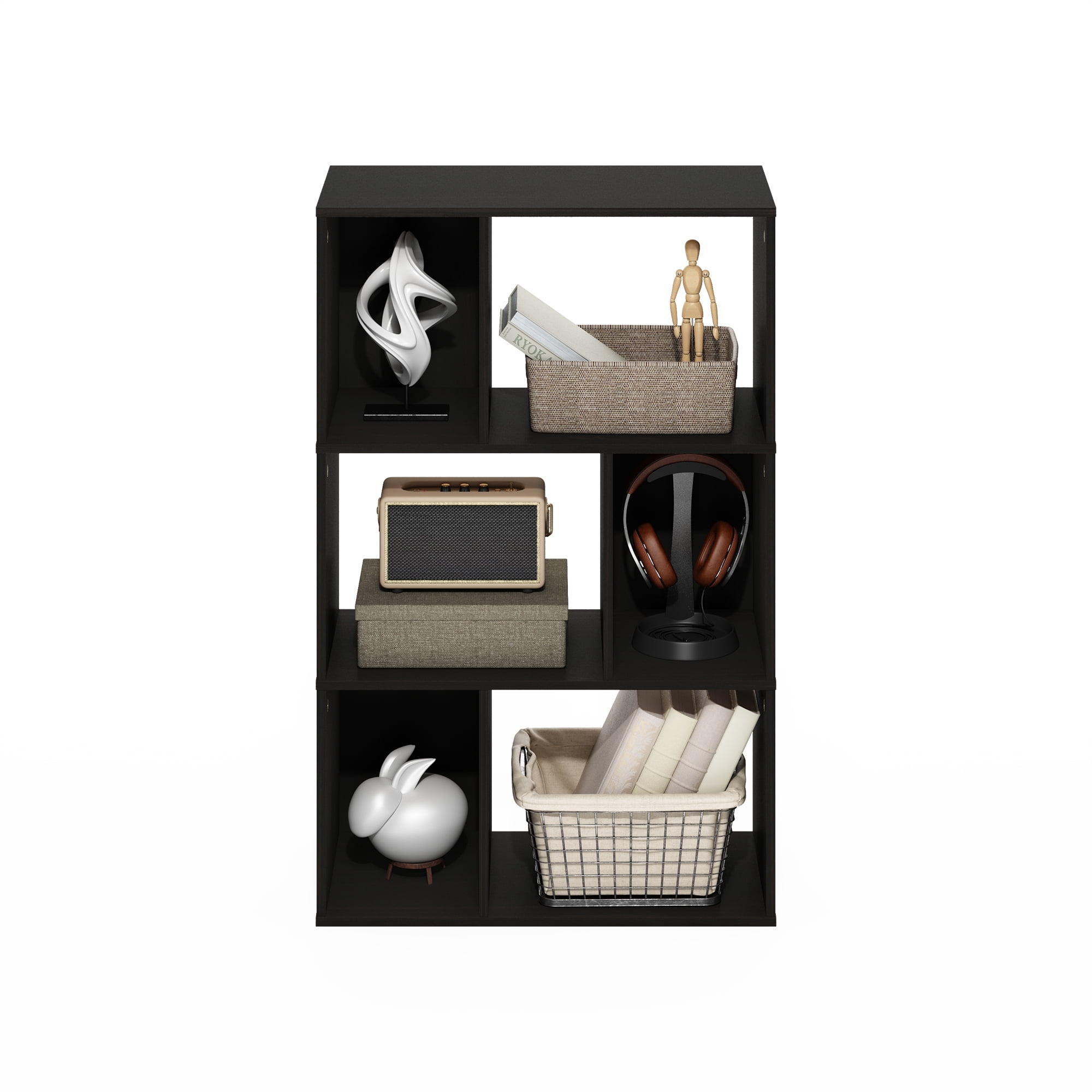 Furinno DALY 6-Cube Irregular Cubes Bookcase in Bookshelf in Storage Espresso