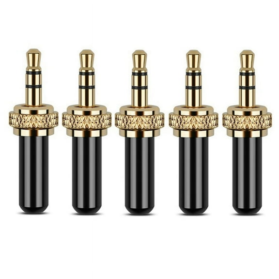 5Pcs 3.5mm Plugs Metal Connector Mini Screw Lock Stereo Jack Plug with M6 Internal Thread