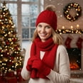 thumbnail image 5 of Ohmyroo Winter Warm Knit Hat Set 3-Piece Solid Color For Outdoor, 5 of 6