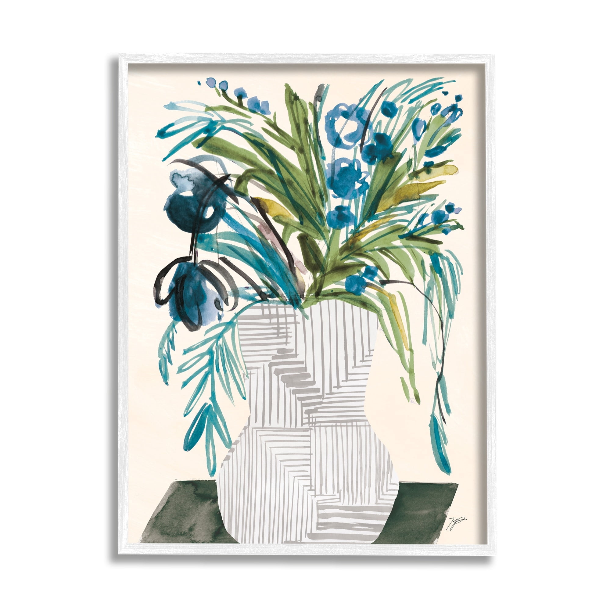 Stupell Industries Modern Cascading Blue Flowers Abstract Floral Arrangement, 16 x 20,Design by Karyn Panganiban