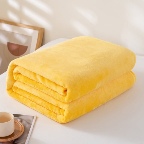 XmhyTop-A Throw Blanket Yellow Velvet 100x150cm Throws - Soft Decorative Accent for Chair, 1 Piece