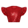 thumbnail image 6 of iiniim Girls Sparkle Sequin Dance Shirt Ruffle Sleeveless Crop Top For Jazz Hip-hop Stage Performance Red 12, 6 of 7
