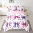 thumbnail image 2 of Feelyou Watercolor Ribbon Bedding Comforter Set 7pcs, Love Heart Bowknot King Bedding Sets, 2 of 8
