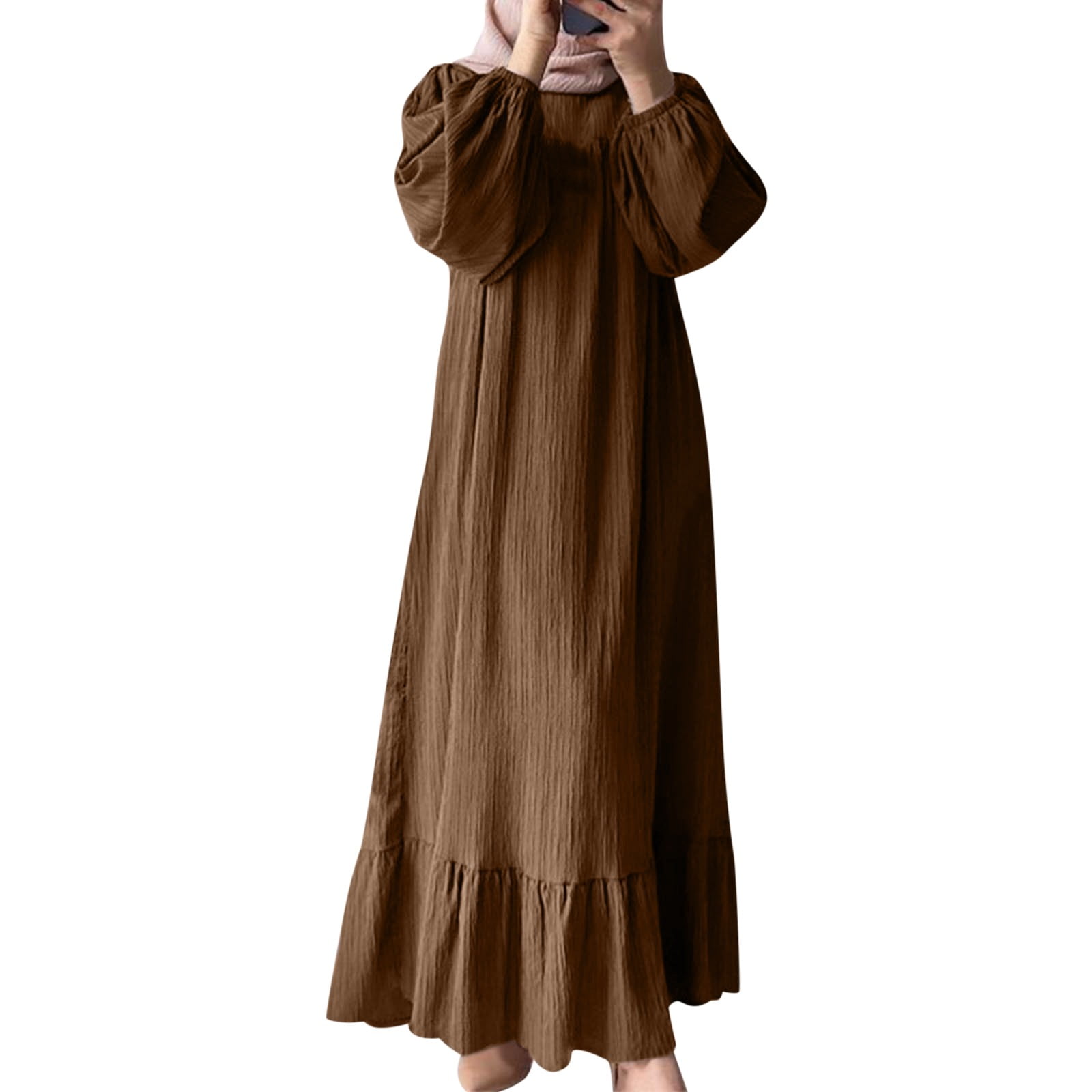 TSADFHJI Corduroy Skirt Maxi Womens Abaya Long Sleeve Dress Prayer