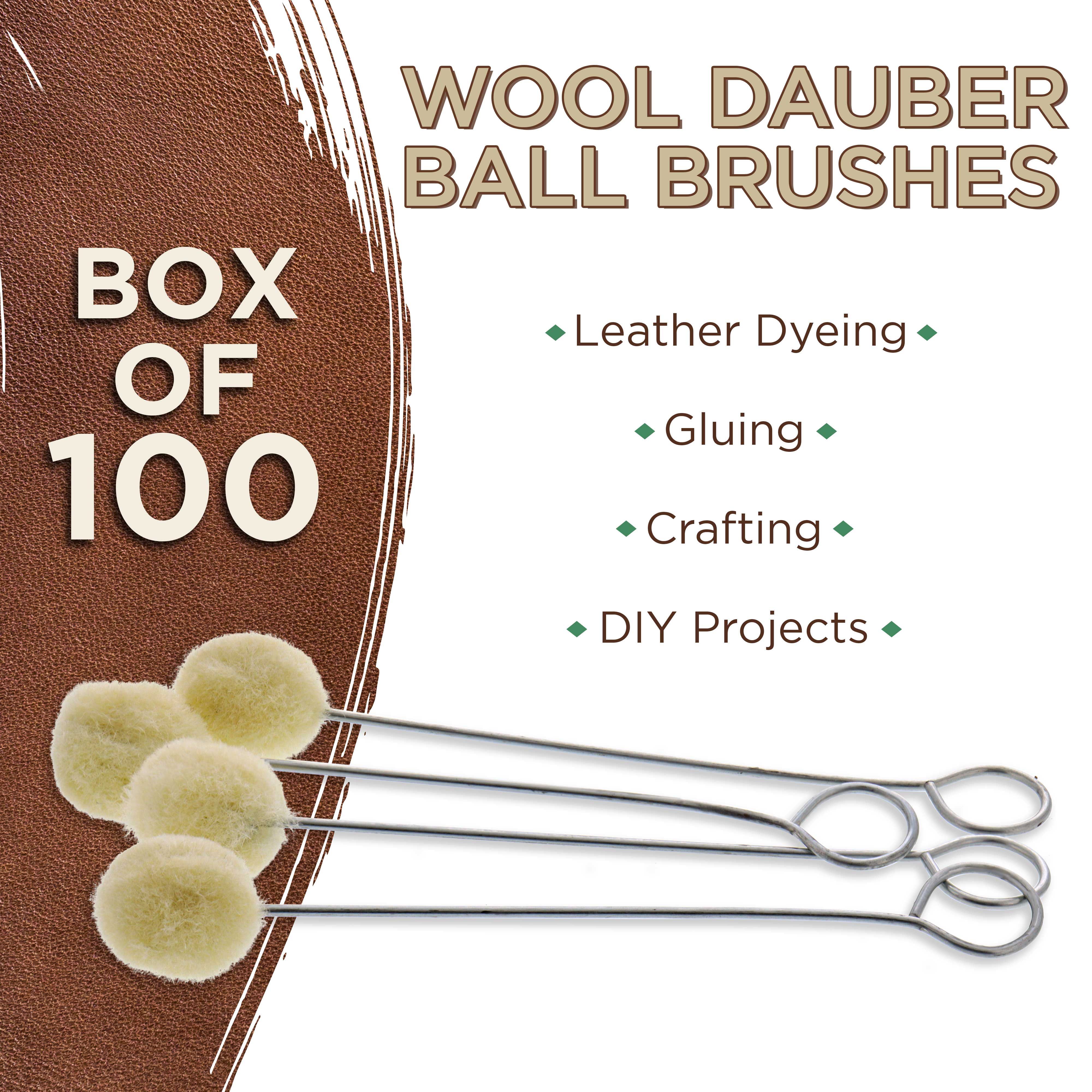 NX Garden Wool Dauber Brush 50PCS 2 Size DIY Leathercraft Accessories Tool Wool Ball Dye Tool with Metal Handle 