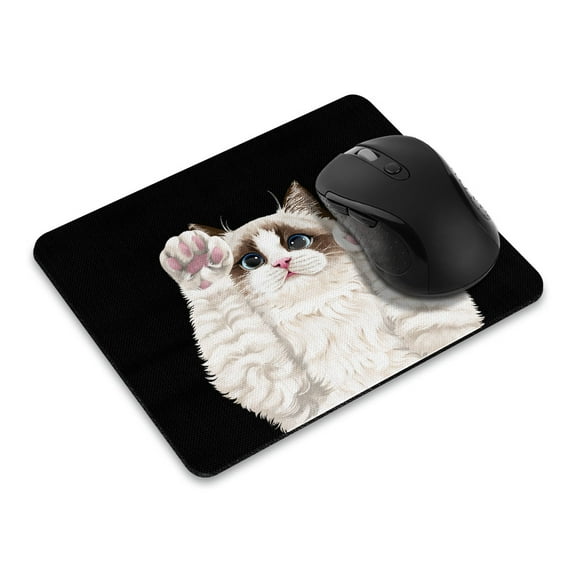 WIRESTER 8.66x7.08 in Rectangle Mouse Pad with Non-Slip Rubber Base for Computers, Laptop, Office & Home - Chocolate Bicolor Ragdoll Cat Paws Up