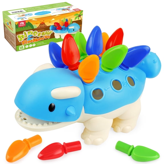 Coogam Dinosaur Fine Motor Skills Toy, Spike The Ankylosaurus Toys 13 Pcs, Sorting Stacking Dino Color Recognition Montessori Educational Game for 1 2 3 Year Toddler