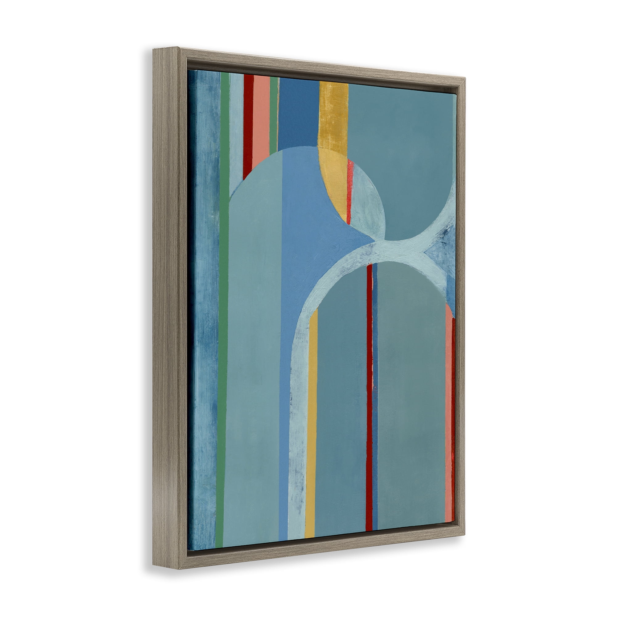Stupell Industries Funky Blue Arches Abstract Painting Brown Floater Framed Canvas Art Print Wall Art, 17 x 21