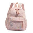 thumbnail image 3 of Mochila escolar con asa superior, correa acolchada, tejido y cremallera para adolescentes Rosa, 3 of 8
